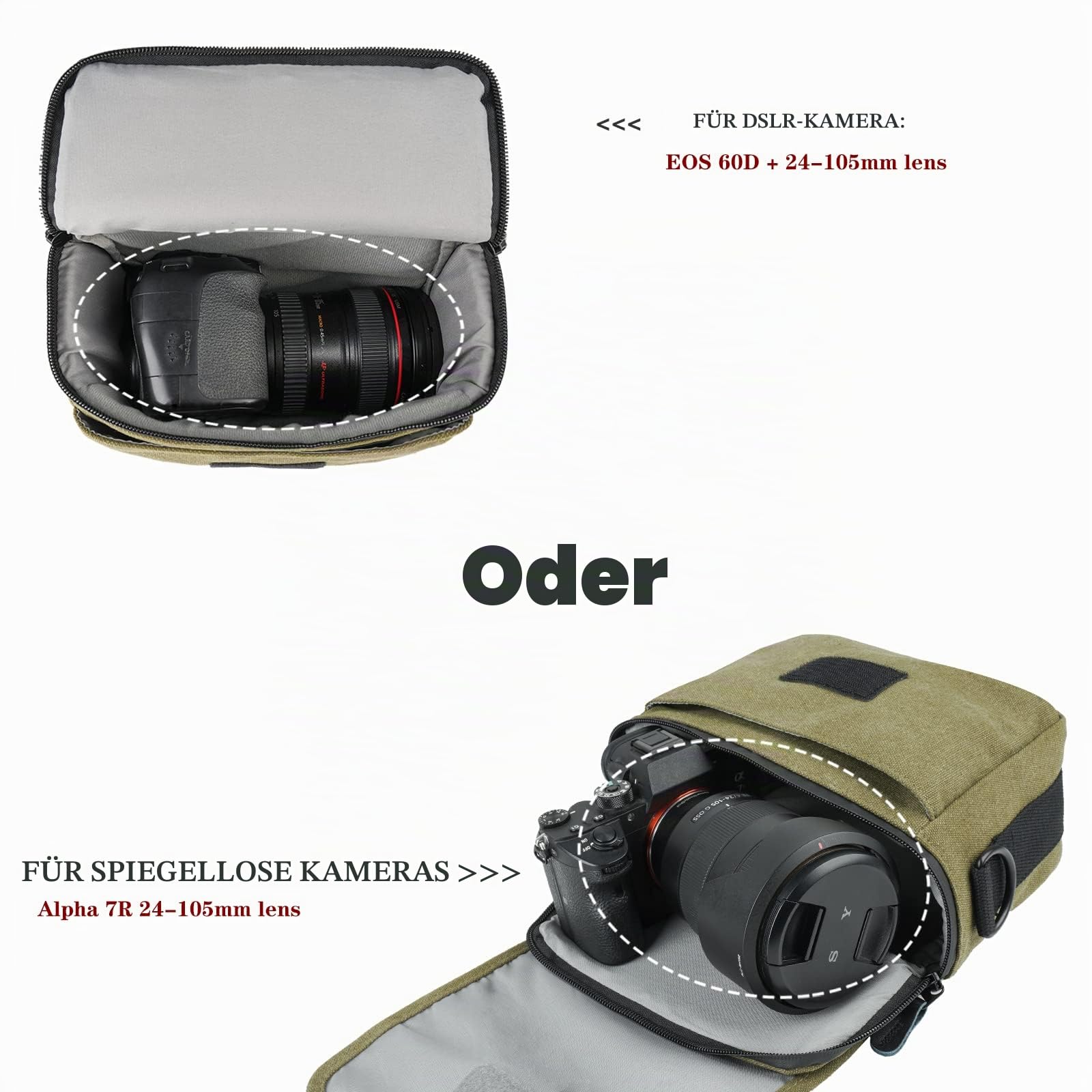 Besnfoto Kameratasche SLR spiegellose Kamera kleine Umhängetasche Fotografie Tasche Abdeckung wasserdichte und regendichte Outdoor Fotografie Leinwand Tasche, professionelle Kamera Tasche