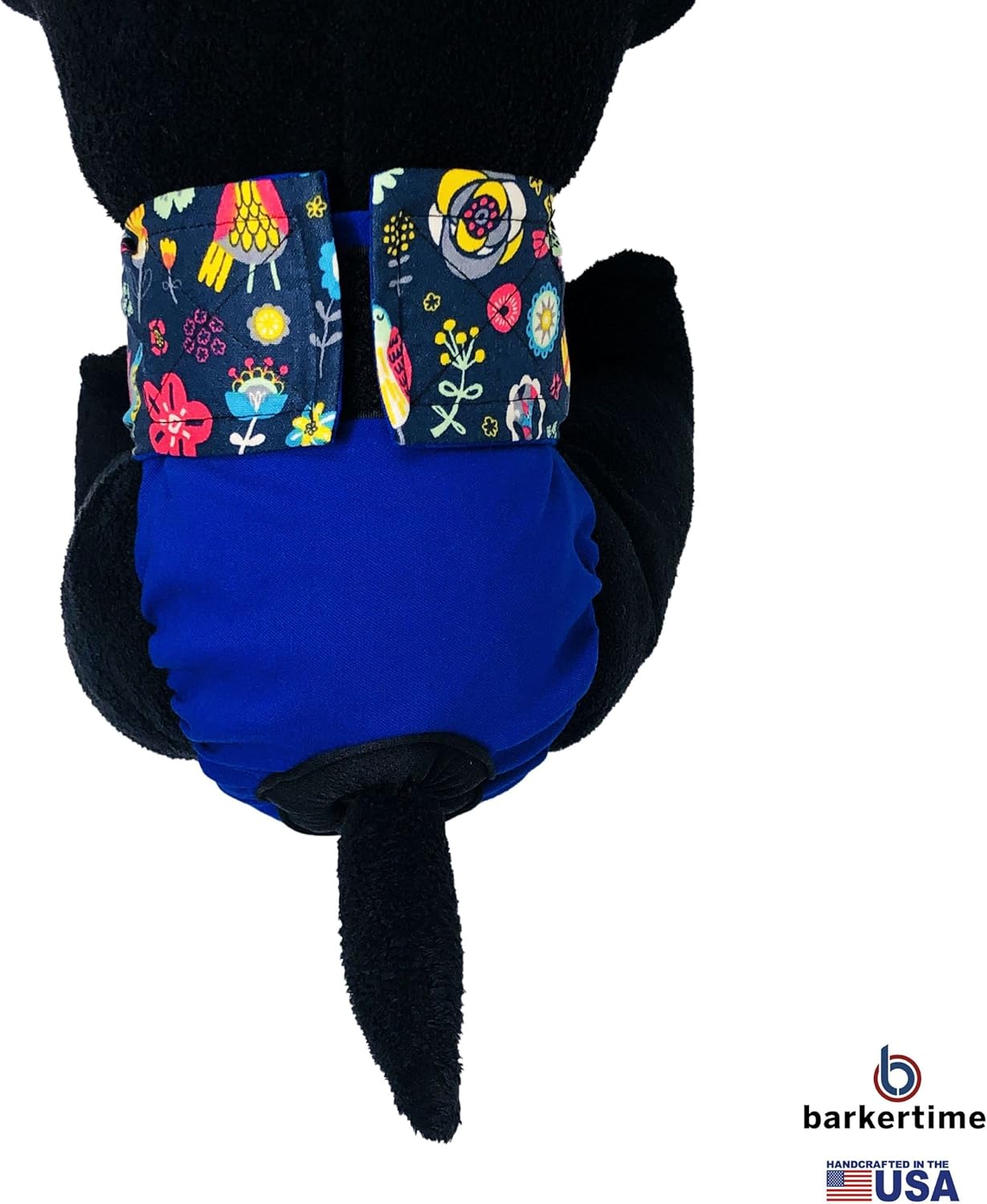 Navy Blue Spring Garden Cat Diaper, XS, Without Tail Hole - Made in USA