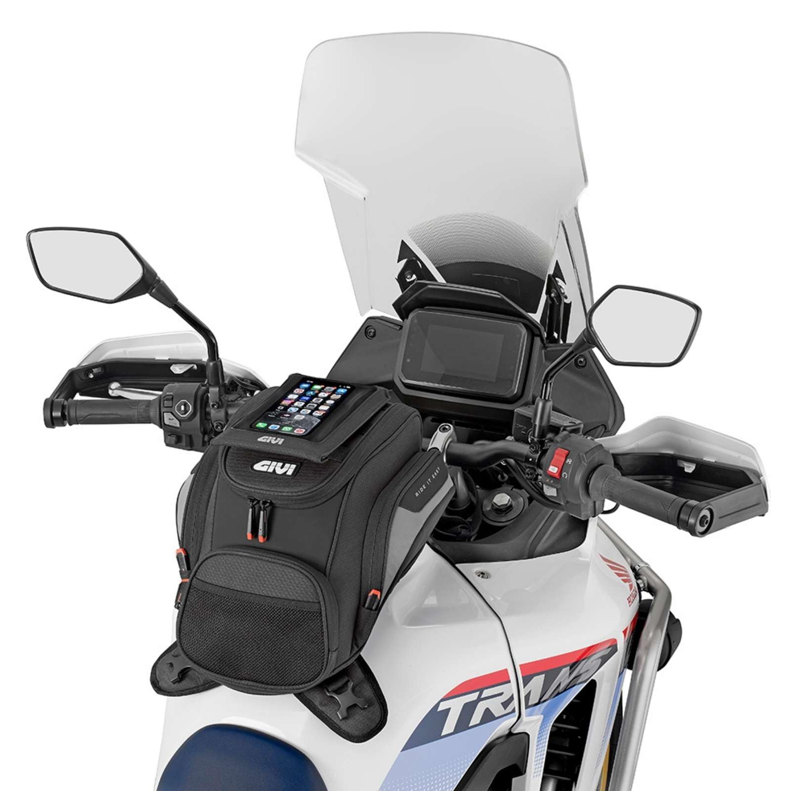 GIVI Easy06 Tankrucksack für Motorrad, 12 l, magnetisch, mit Gurt, Regenschutz und M.O.L.L.E System, schwarz