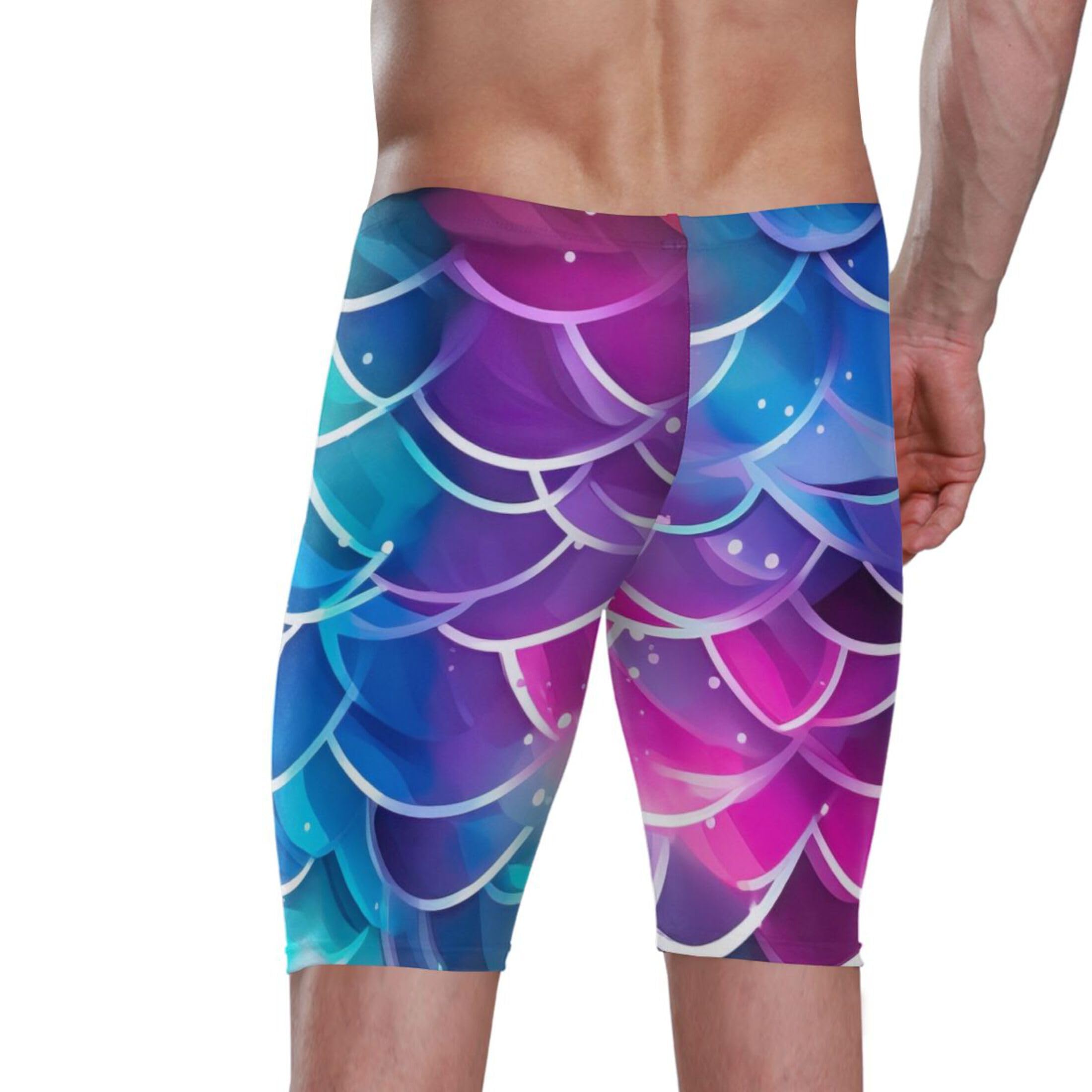 Color Mermaid Fish Scale Men's Swim Jammers Swimsuit M B0401388