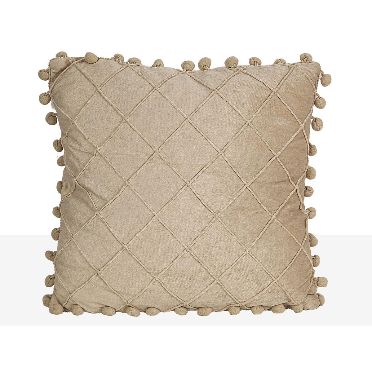 Coussin beige 40 x 5 x 40 cm en tissu premium aux finitions soignées