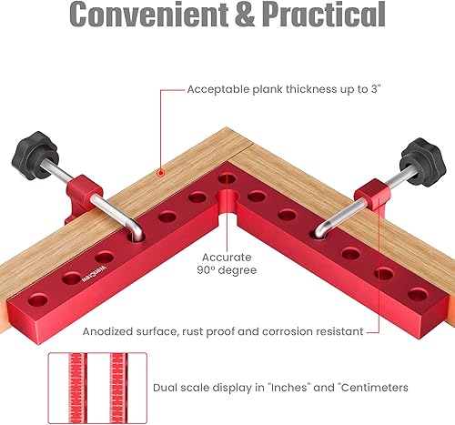 Miniatura 3 de Abrazaderas de esquina para carpintería, abrazaderas de 90 grados, herramientas de carpintería, paquete de 4 unidades de 5.5 x 5.5 pulgadas,
