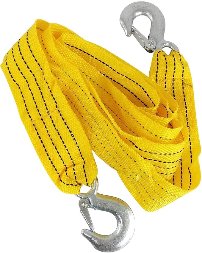 Heavy Duty Nylon Car Tow Rope 3 Ton Tonne with Hooks 3m Long Strap