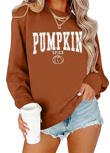 Thanksgiving Pumpkin Sweatshirts Womens Pumpkin Letter Shirt Fall Pullover |