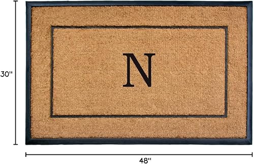 Miniatura 2 de Calloway Mills 101633048N 30 x 48 in. The General Monogram Rectangular Doormat Natural & Black - Letter N