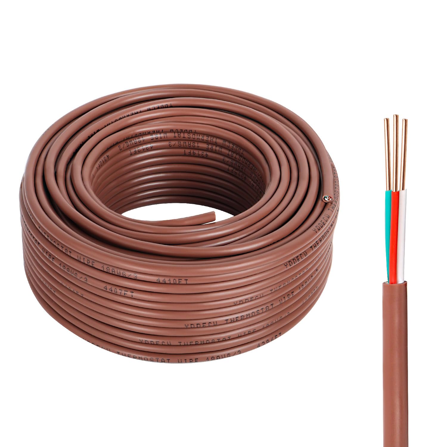 Thermostat Wire - 18/3 100FT Solid Copper 18AWG 3 Conductor Power Circuit Cable for Heating & air Conditioning Equipment, doorbells and Other Indoor/Outdoor Low Voltage Applications Use