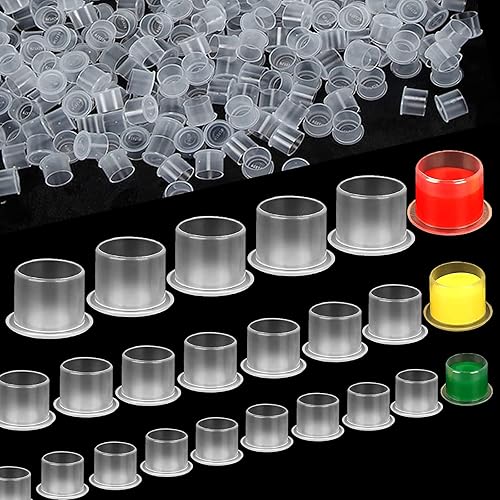 Yuelong - 1000 tapas de tinta de tatuaje desechables Microblading, vasos de tinta de tatuaje con base, tapas de tinta de pigmento, tamaños de 0.669