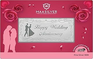 MAA SILVER Pure Silver Happy Wedding Anniversary BIS Hallmarked Bar Perfect for Gifting (999 Purity)
