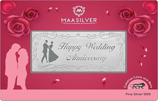 MAA SILVER Pure Silver Happy Wedding Anniversary BIS Hallmarked Bar Perfect for Gifting (999 Purity)