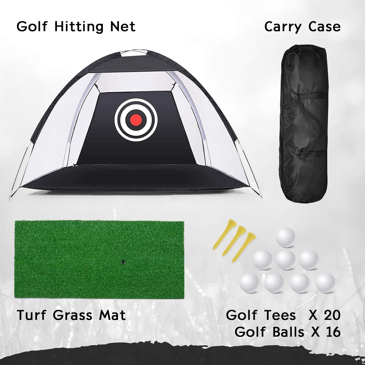 Golf Net 10x7ft for Backyard Driving with Hitting Grass Mat, High Golf Practice Net, 16 Golf Balls, 20 Golf Tees, in 1 Carry Bag for Adults Indoor and Outdoor : Sports & Outdoors