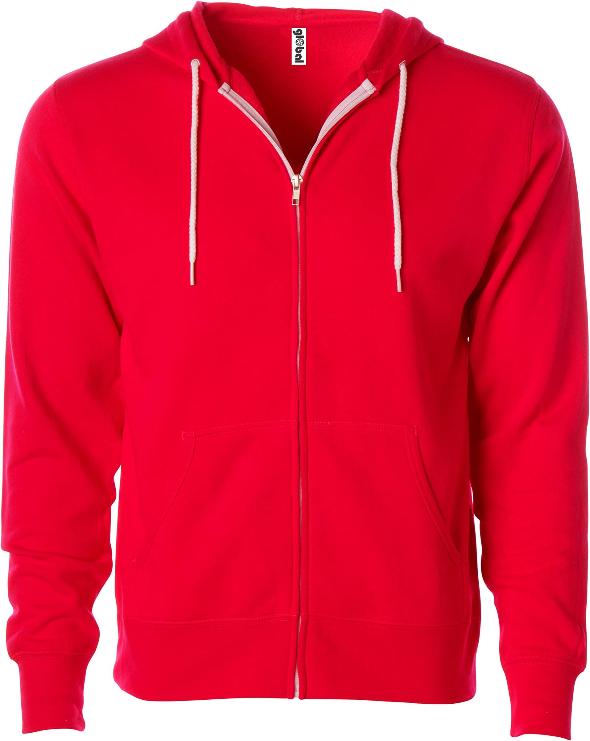 Global Blank Slim Fit Lightweight Zip Up Hoodie Men and Women Hooded Sweatshirt