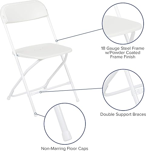 Miniatura 41 de EMMA + OLIVER Juego de 10 sillas plegables de plástico, capacidad de peso de 650 libras, silla plegable apilable ligera en color rojo