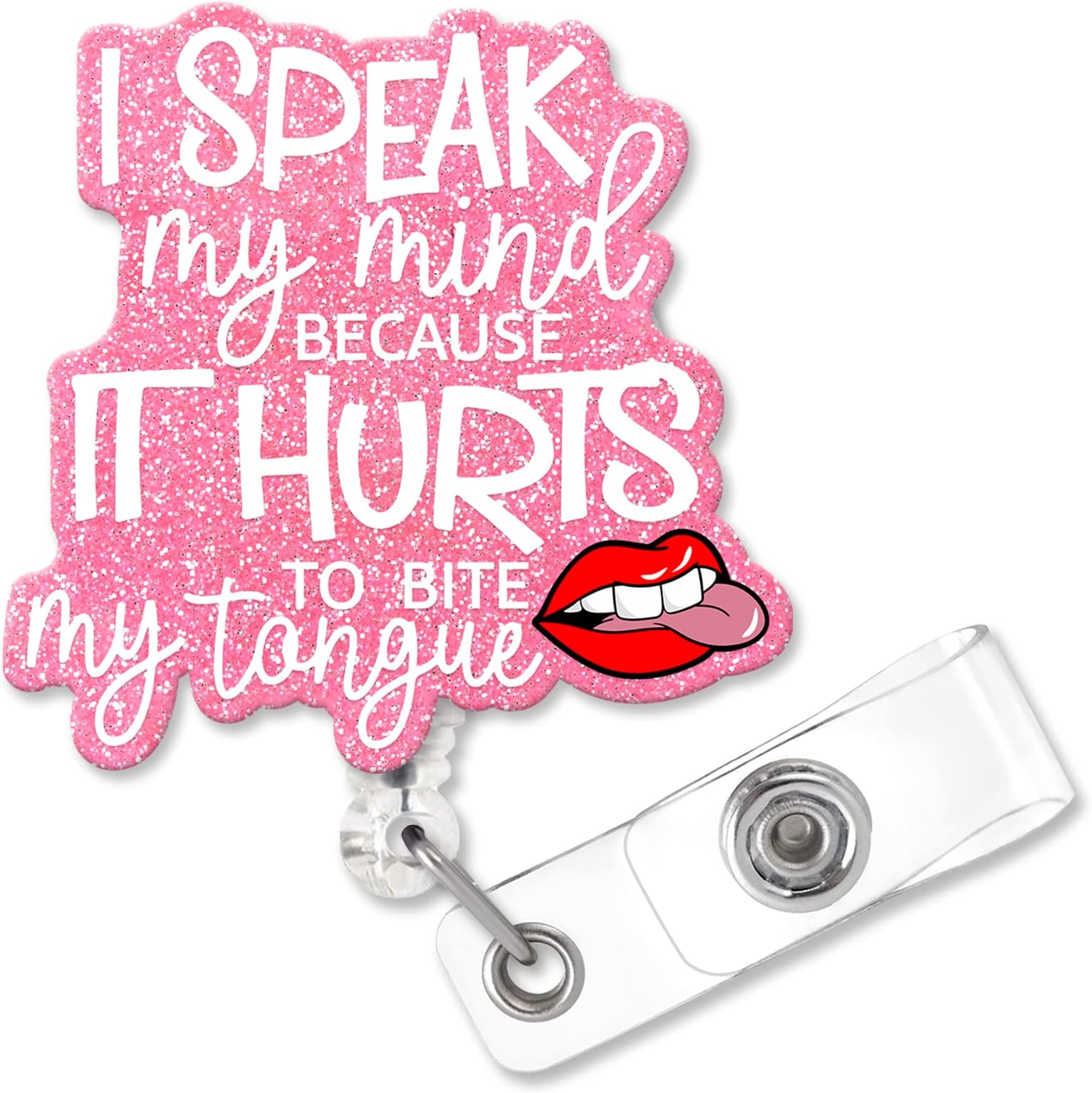 ZBCFSCSB I Speak My Mind Because It Hurts Fun Shaped Badge Reel Holder with Metal Shark Clip, Office Hospital Lab Work ID Tags, Badge Gifts for Doctors Nurse Social Worker Egalitarian