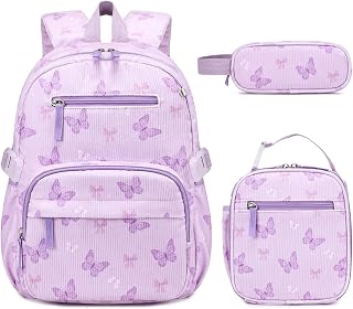 Corduroy Toddler Backpack for Kids 4-6 with Lunch Box Pencil Case
