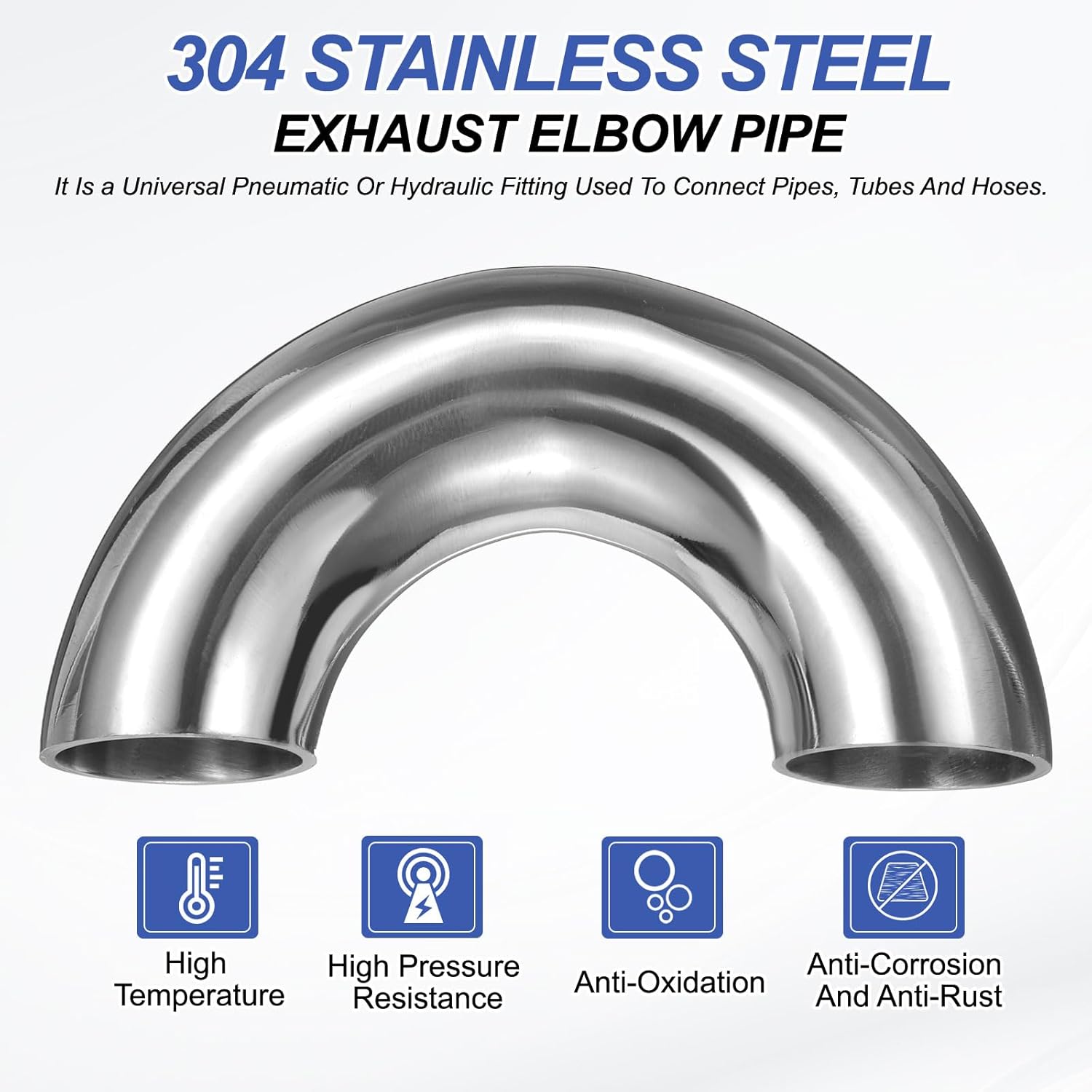 PATIKIL 180 Degree Sanitary Extended Pipe, 1" OD 304 Stainless Steel U Mandrel Bend Elbow for Welding Modified Stair Handrail HVAC Auto Exhaust System, Silver