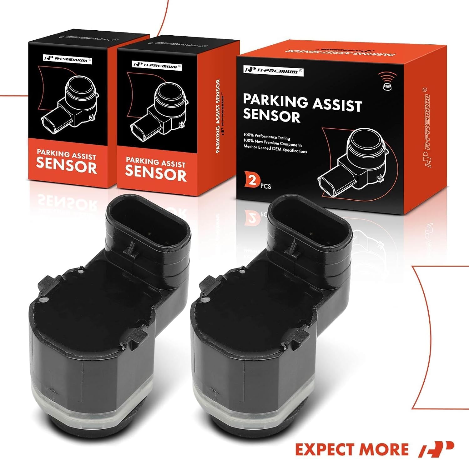 A-Premium 2-PC Reverse Backup Parking Assist Sensor Compatible with Select BMW Models - X5 2007-2013, X3 2006-2010, X6 2008-2014, Replace# 66209139868, 66209139867