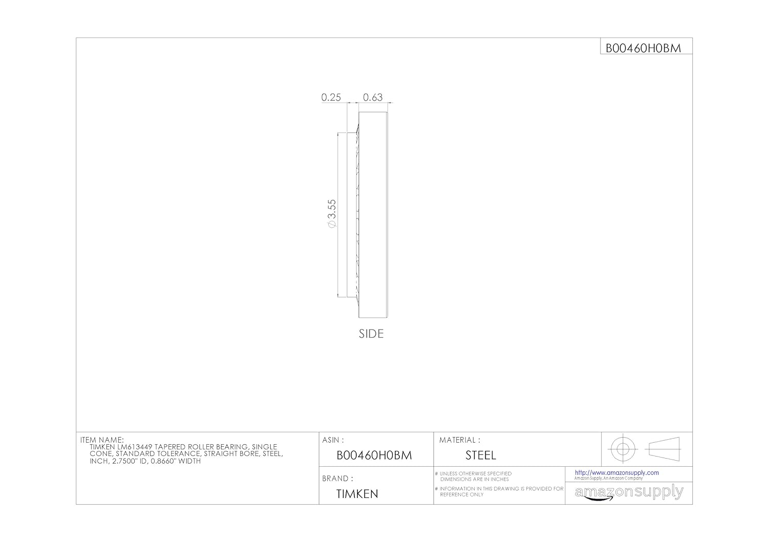 Timken Tapered Roller Bearing Cone - LM613449