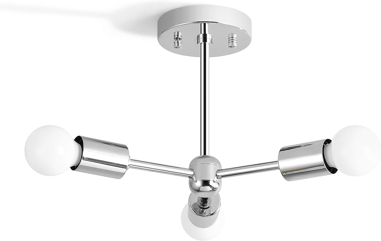 BRIGHTTIA 3 Light Semi Flush Mount Ceiling Fixture - Mid Century Modern Industrial Farmhouse Sputnik Minimal Exposed Bulb Lighting - Matte Black (BC0023-3B)