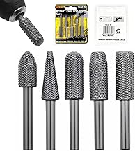 Sunkizzrs® 5-Pcs HSS Metal File Burr Drill Bit Set —Metal Working Rasps 6mm (1/4") Round Shank —High Speed Steel Rotary File Rasps for Deburring, Grinding, Shaping & Rust Removal