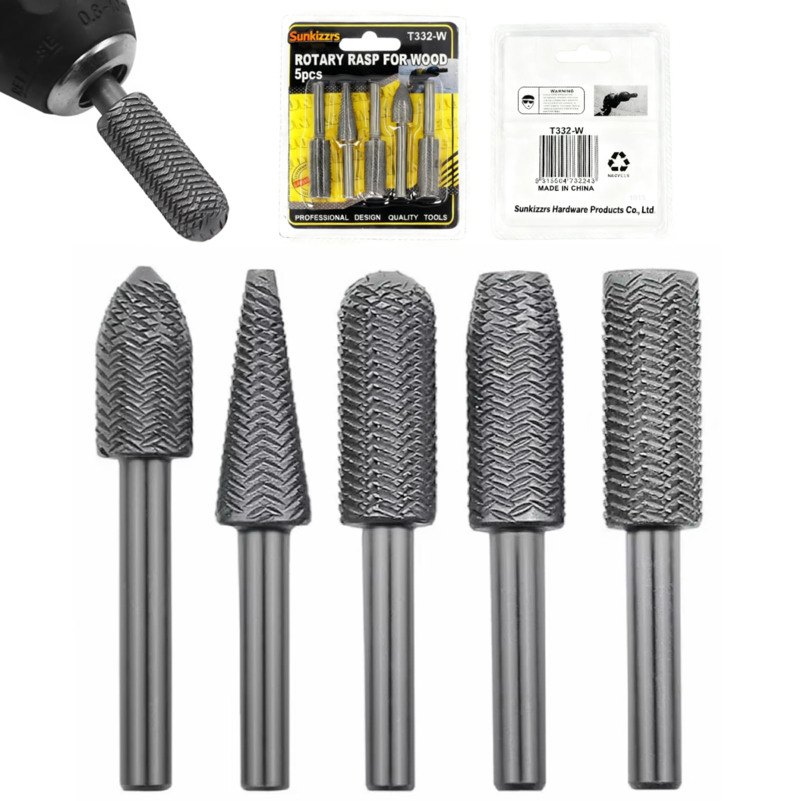 Sunkizzrs® 5-Pcs HSS Metal File Burr Drill Bit Set —Metal Working Rasps 6mm (1/4") Round Shank —High Speed Steel Rotary File Rasps for Deburring, Grinding, Shaping & Rust Removal-image-32