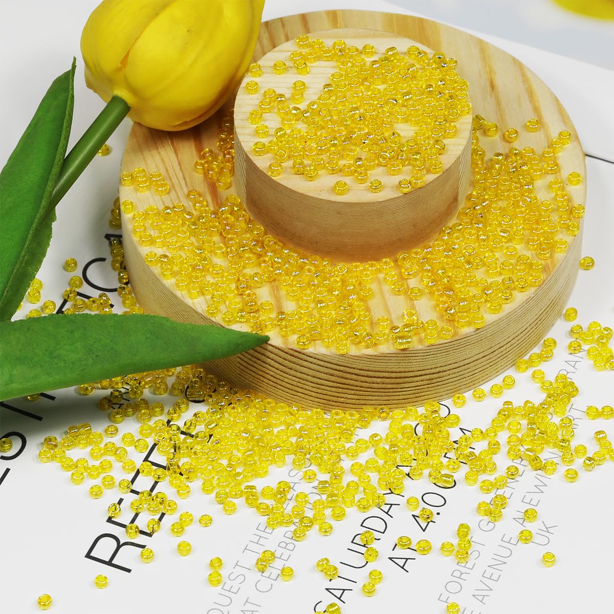 Perles En Verre Jaunes De 3 Mm Pour Créer Vos Bijoux - 110 G, Environ 3200 Perles - Idéal Pour Bracelets, Colliers, Boucles D'oreilles