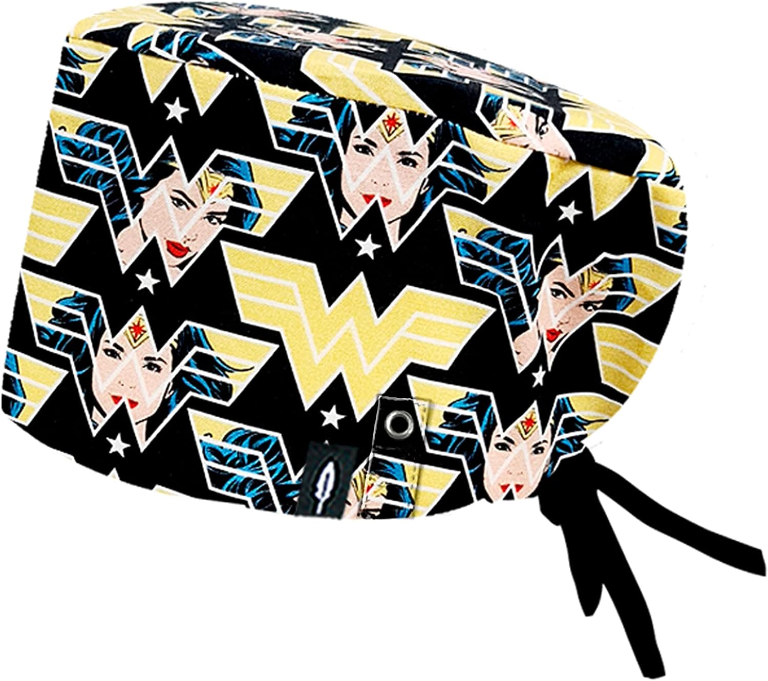 ROBIN HAT - Cuffie da sala Operatoria WONDER WOMAN CAPELLI LUNGHI con  sistema di bloccaggio della mascherina alla cuffia - 100% cotone  (Autoclave) - Massima comodità : Amazon.it