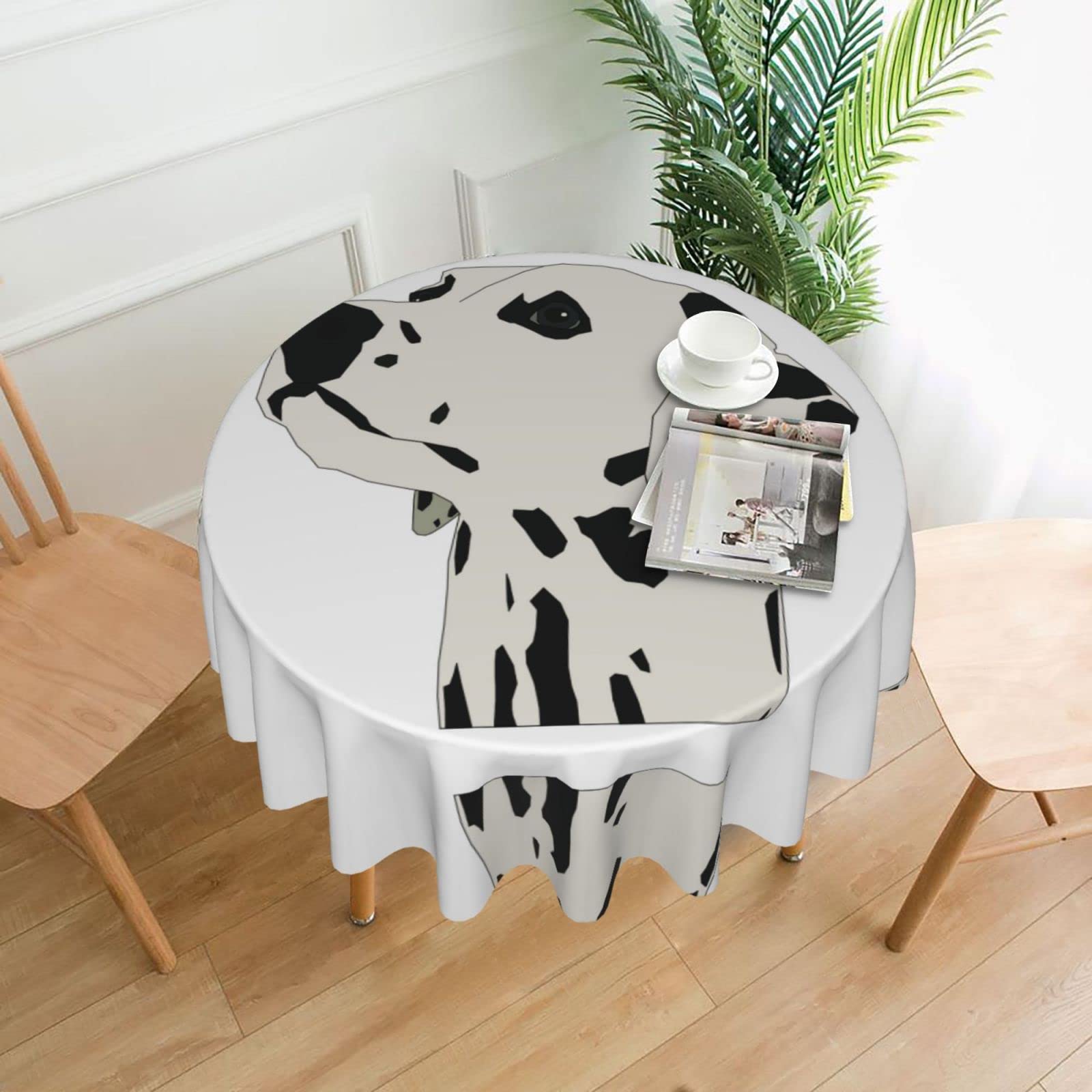 Lawenp Dalmatian Decorative Round Table Cloths - 60 Inches in Diameter for Buffet Tables, Parties, Holiday Dinners.