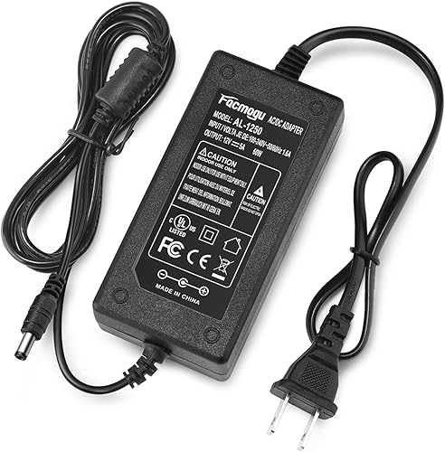 Facmogu Adaptador de corriente de 12 V 5 A CA 100-220 V a CC 60 W fuente de alimentación de enchufe de EE UU para monitor LCD tira de luz LED DVR