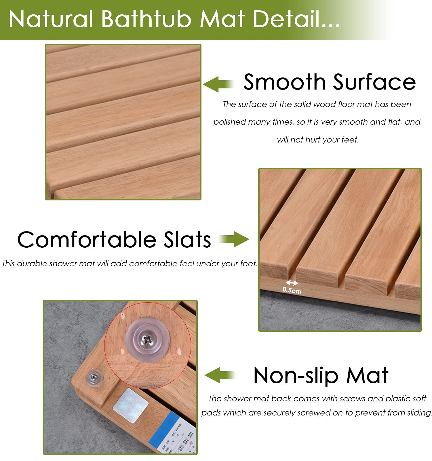 Tappeto Doccia Antiscivolo 53x53 Cm - Materiale Senza BPA, Fori Di Drenaggio, Antimuffa E Facile Da Pulire, Per Bagno Di Casa, Hotel O Palestra - Foto 9