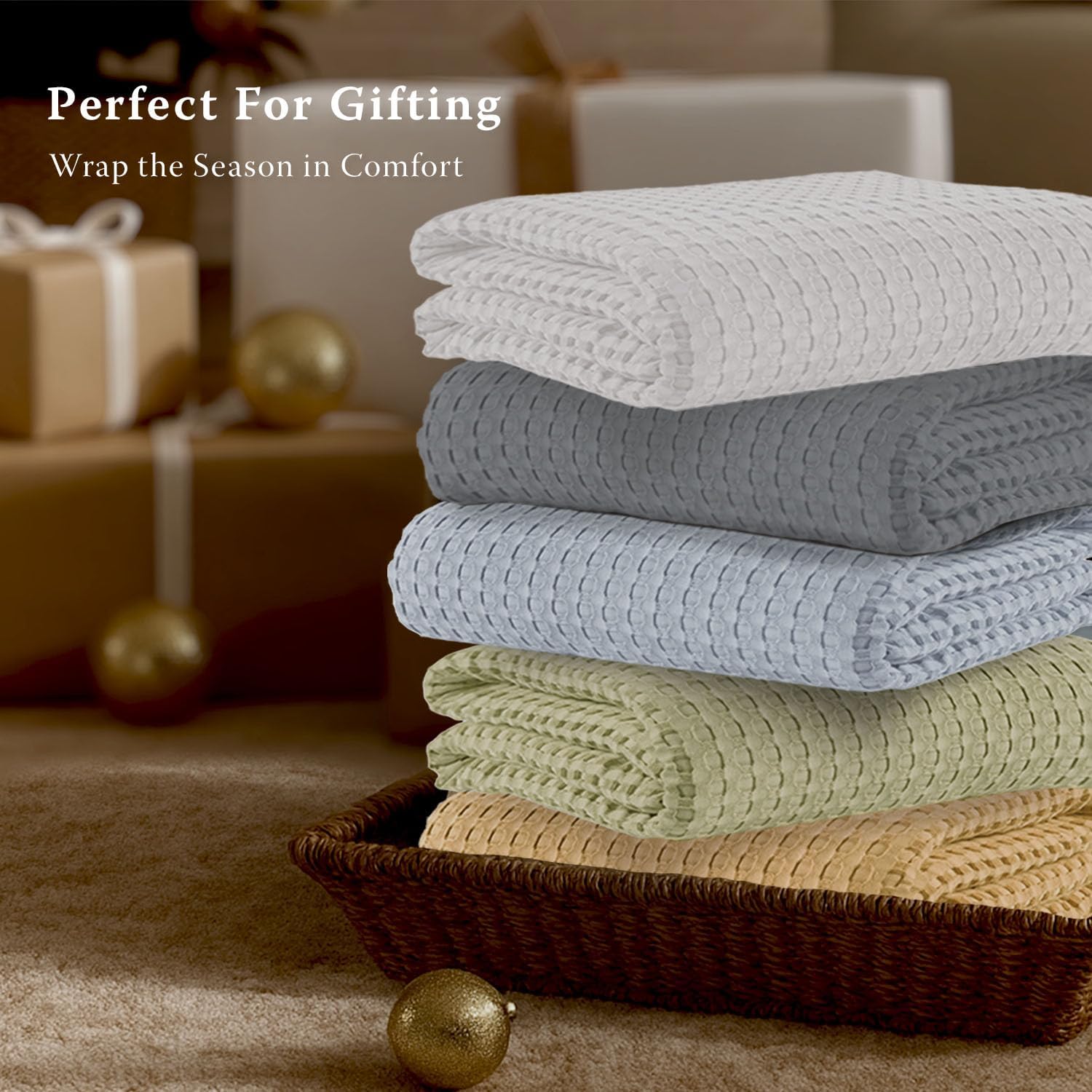 Threadmill Cooling Blanket Twin Size Waffle Weave| Breathable, Lightweight & Ultra-Soft | Made from Rayon Derived from Bamboo | Waffle Throw for Couch and Sofa | 68 x 92 Inches | Light Blue - Image 7