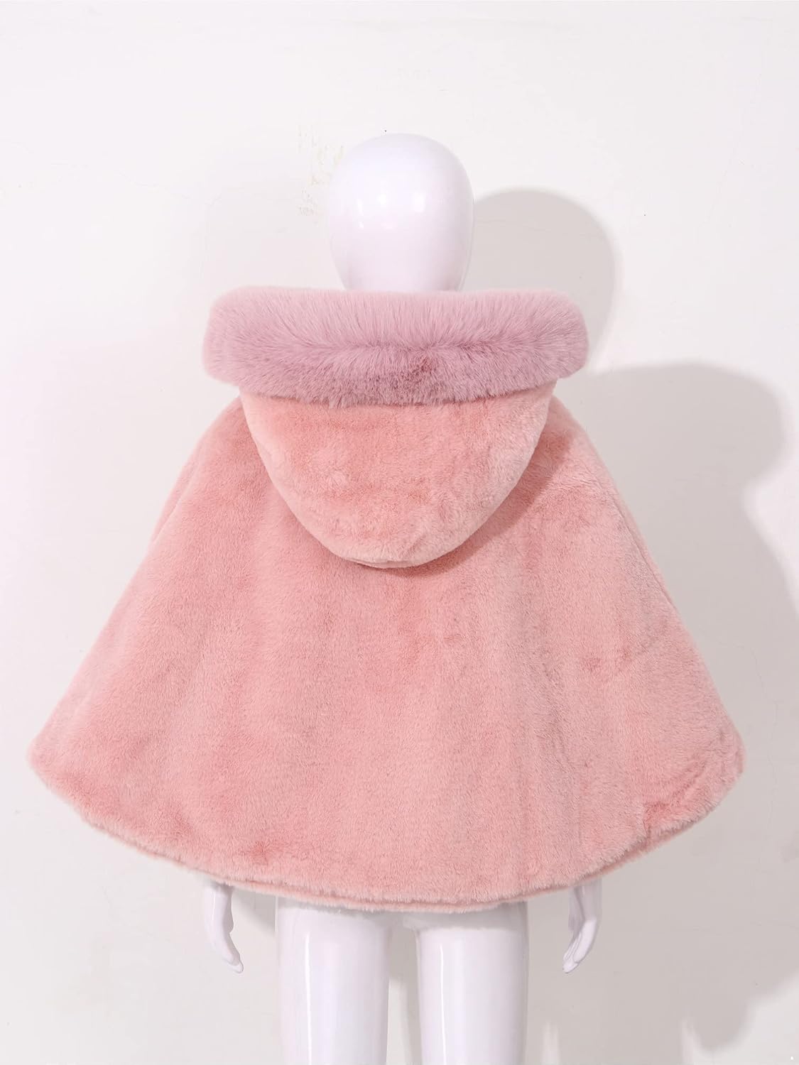 Unisex Baby Faux Fur Hoodie Shawl Jacket Bear Ear Fleece Poncho Cape Cloak Plush Warm Outerwear