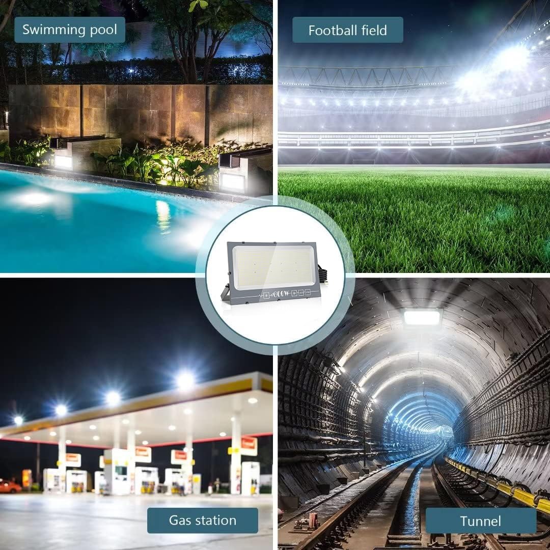 600WX2 LED Strahler Außen, Superhell Aussenstrahler 60000LM Baustrahler, IP66 Wasserdicht Flutlicht Außenleuchte 6500K Warmweiß Scheinwerfer für Garage, Garten, Sportplatz