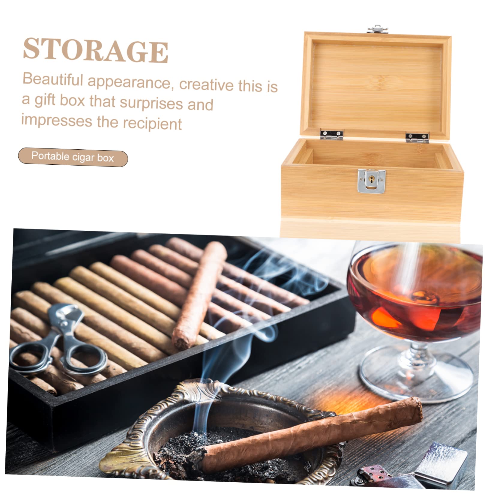 Didiseaon Humidor da Viaggio Professionale Porta Sigari in Legno Naturale 17,9 X 8,3 X 12,7 Cm Custodia Riutilizzabile Resistente All’usura per Conservazione Sigari e Gioielli Portatile per Esterni