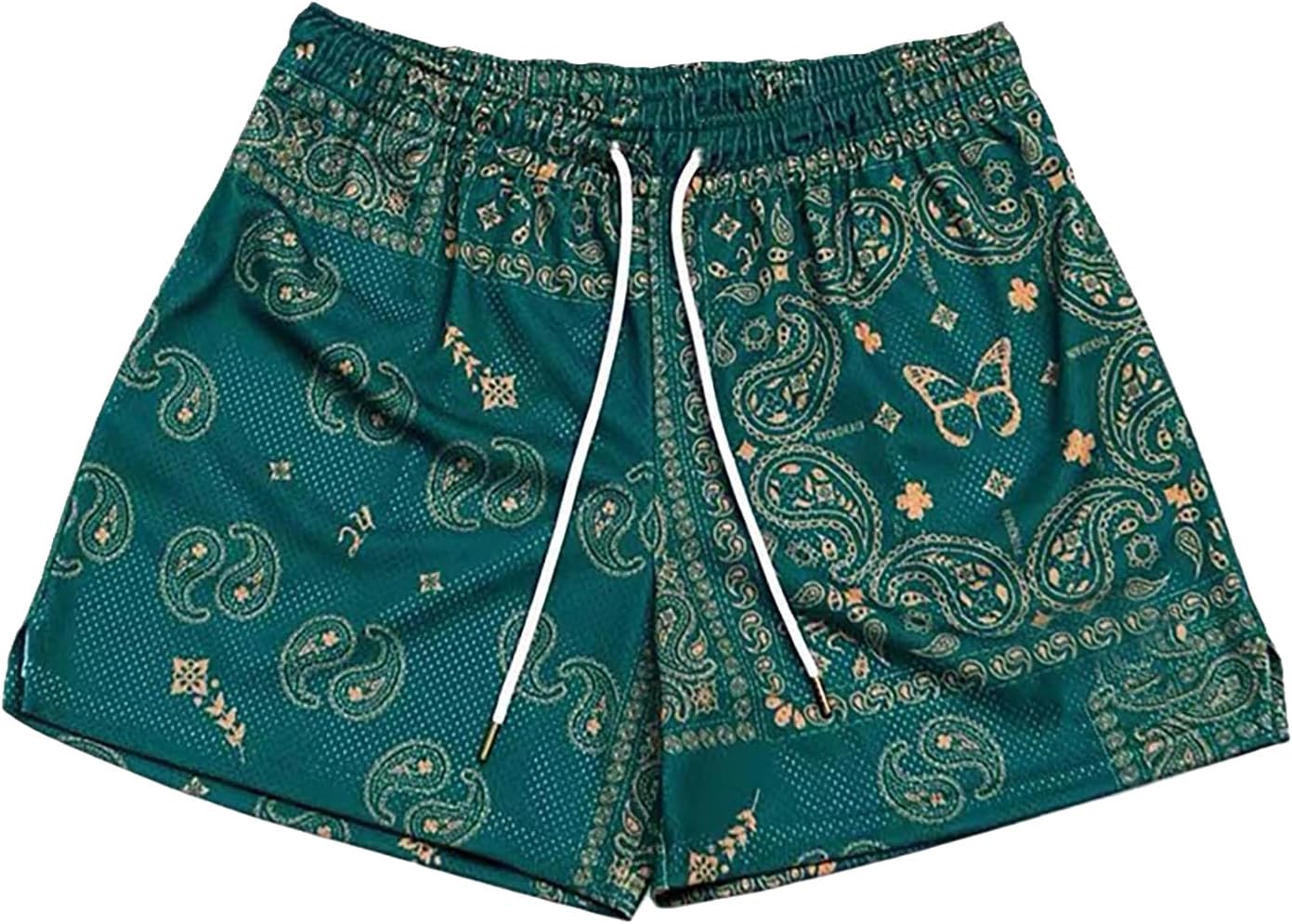 BOOMLEMON Mens Paisley Shorts Mesh Graphic Print Retro Casual Shorts Athletic Gym Basketball Running Short Pants