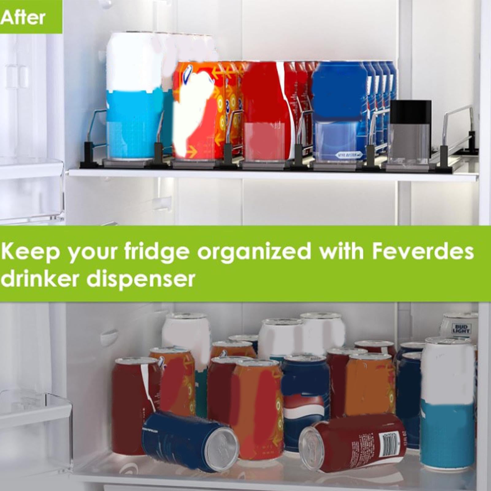 Dispensador de latas de soda, dispensador de latas de refrigerador | organizador de latas de refresco con 5, dispensador de refrescos, organizador de latas ajustable de 16.14 x 16.54 x 3.15