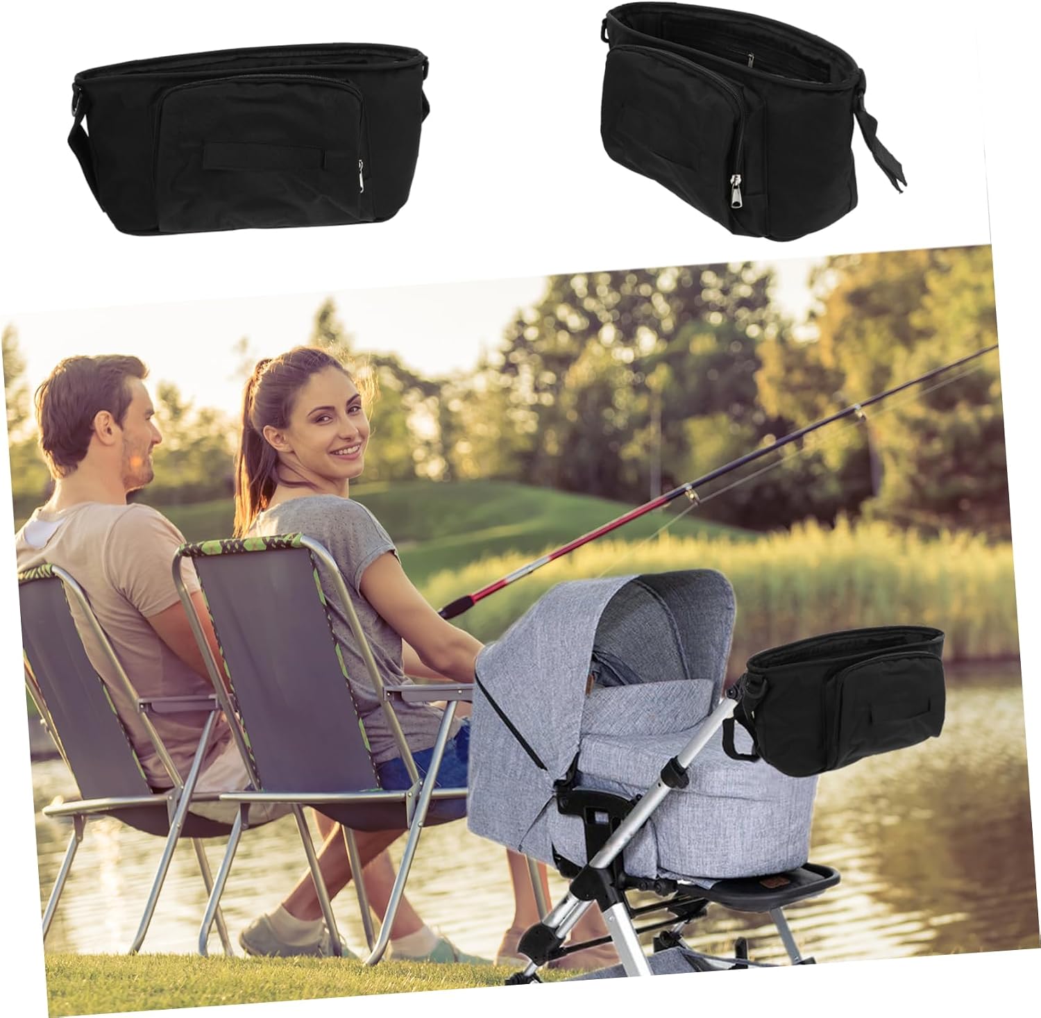 Large Capacity Stroller Organizer Bag for Parents Oxford Fabric Diaper Organizer Cup Holder Universal Stroller Attachments for Baby Gear Detachable Pocket for Essentials