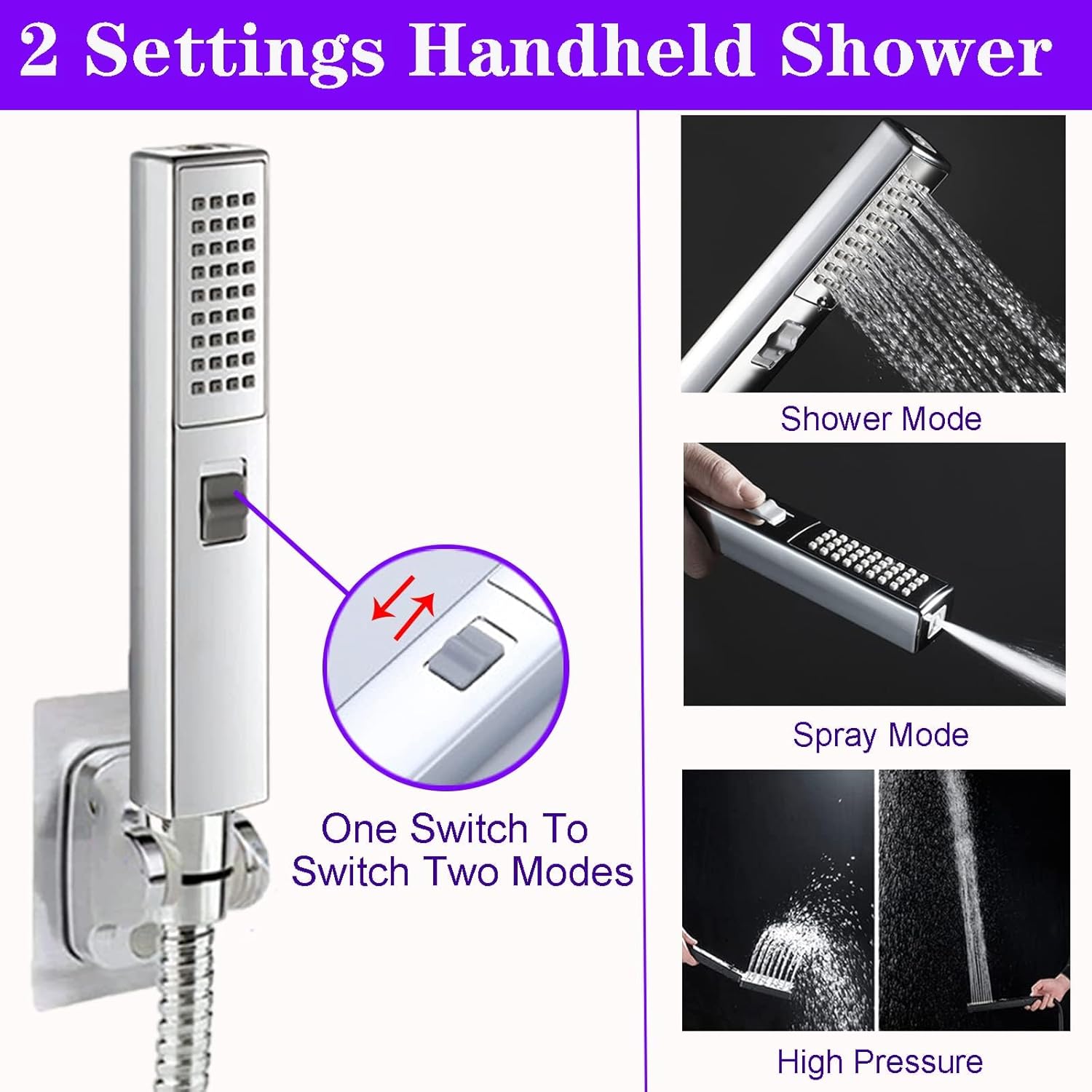 Shower Heads with Handheld Spray bo, High Prure Square Rain