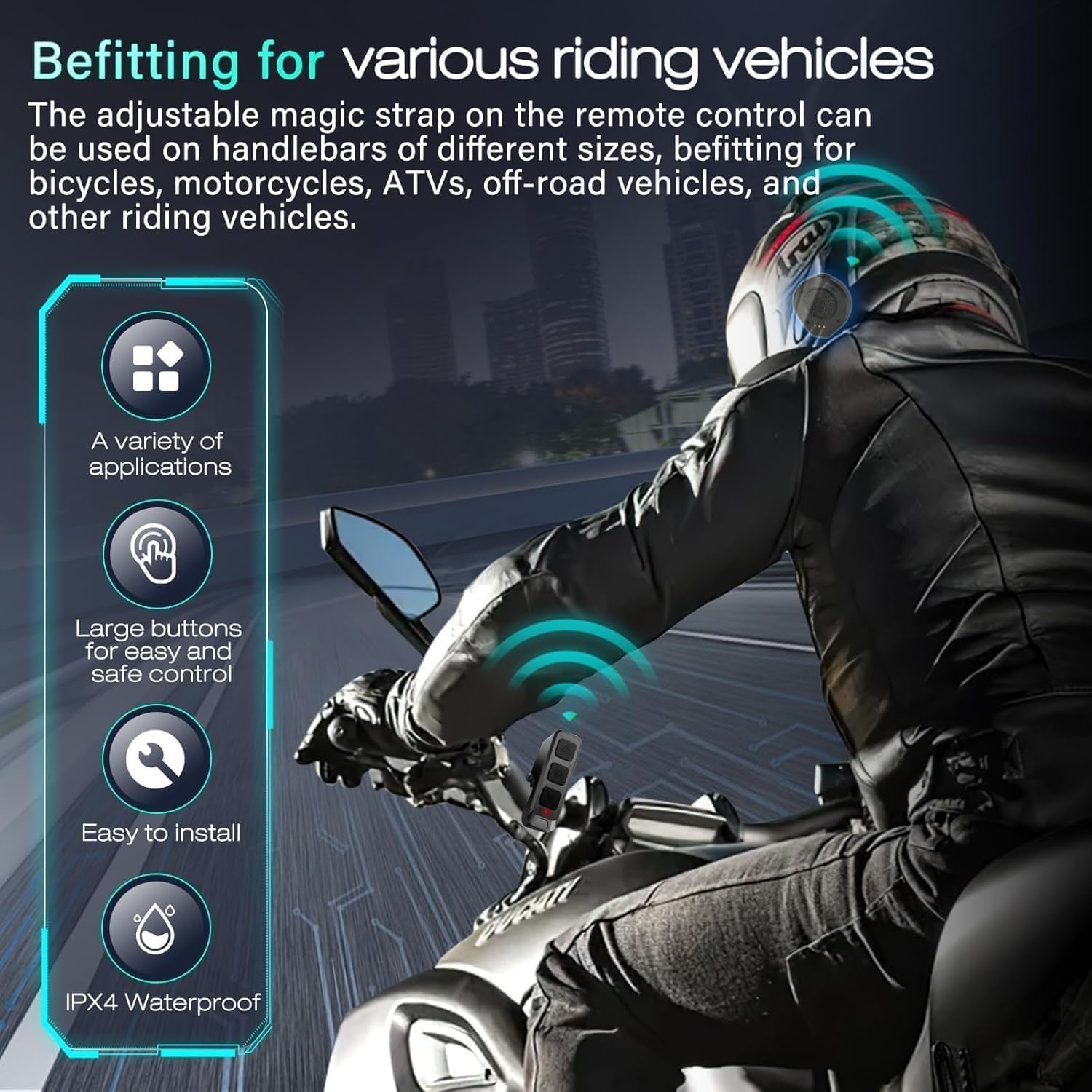 Motorcycle Helmet Headset with Remote Control - No Installation True Wireless Helmet Speakers with Charging Box, 50+ Hours Work Time Headsets LED Display for Outdoor Sports Skiing/Motorcycle/Climbing Black image 2 of 7 B0FC5SNXKH