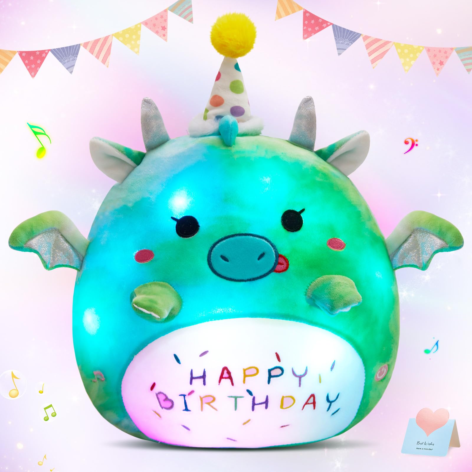 Amazon.com: Light up Music Happy Birthday Dinosaur Plush Toy Music