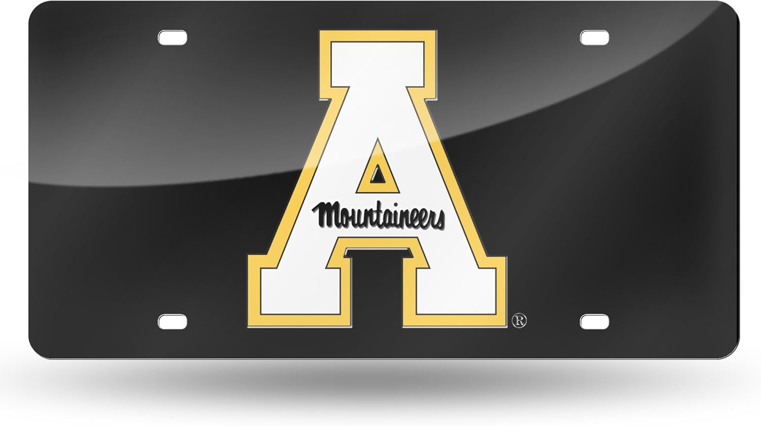Rico Industries NCAA Appalachian State Mountaineers Standard Black 12" x 6" Laser Cut Tag For Car/Truck/SUV - Automobile Décor