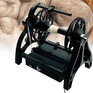 12v Household Mini Electric Spinning Wheel, 800rpm Wool Spinning Fibre Yarn Winding Machine, Feeding Opening 12mm, Adjustable Speed, for Yarn Weaving Blending Roving Craft,Black