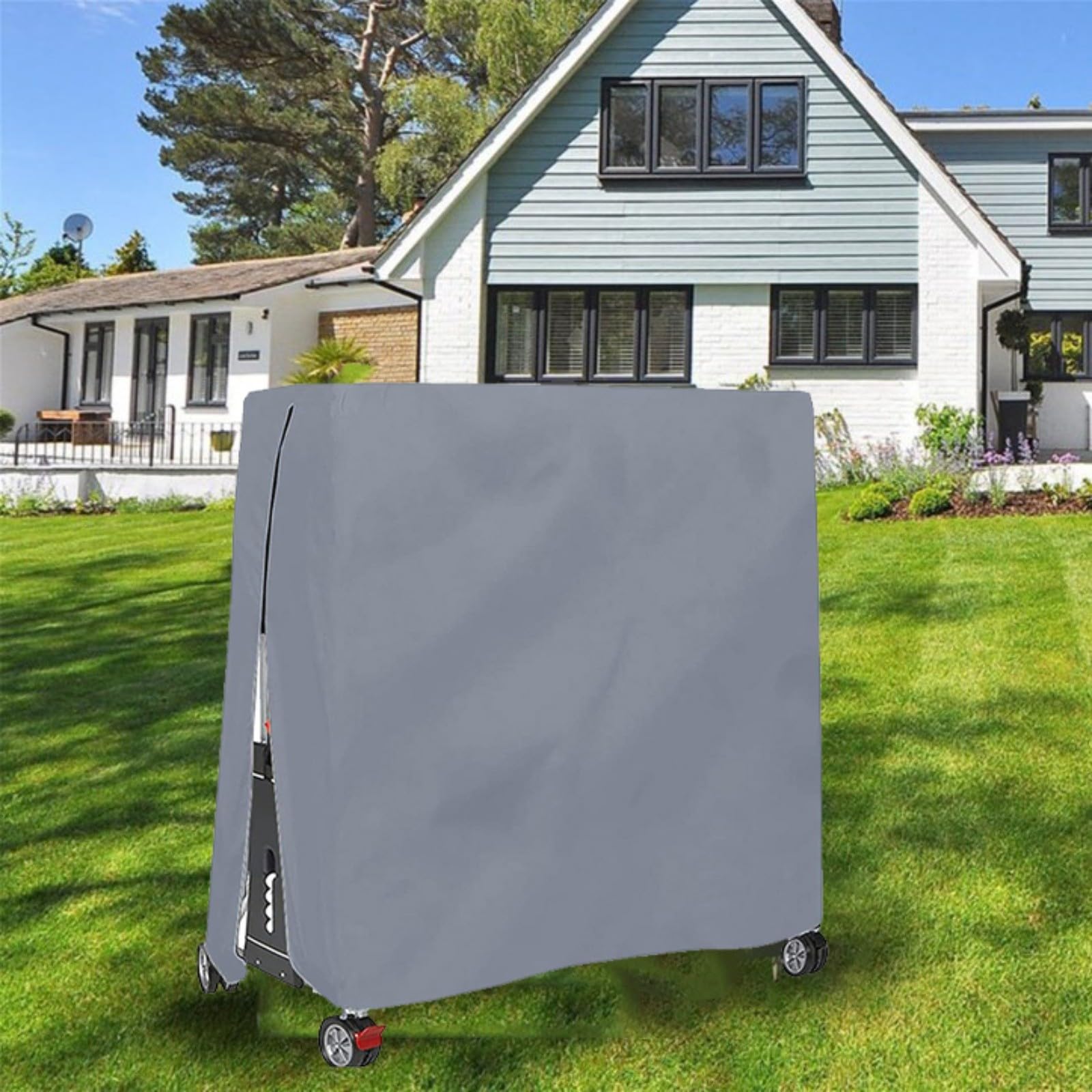 Copertura per tavolo da ping pong in tessuto Oxford 210D, impermeabile, antivento e antipolvere, protezione per tavoli da ping pong pieghevoli, 165 x 70 x 185 cm, verde (grigio)
