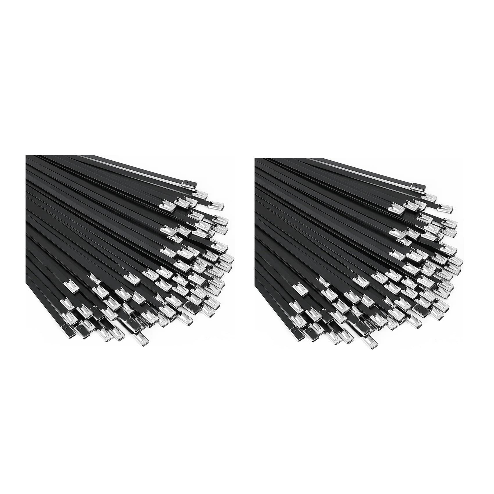Jnchdghwa Black Metal Zip Ties 200Pcs 11.8 Inch 304 Stainless Steel Epoxy Coated Cable Tie For Machinery, Vehicles, Farms, Cables