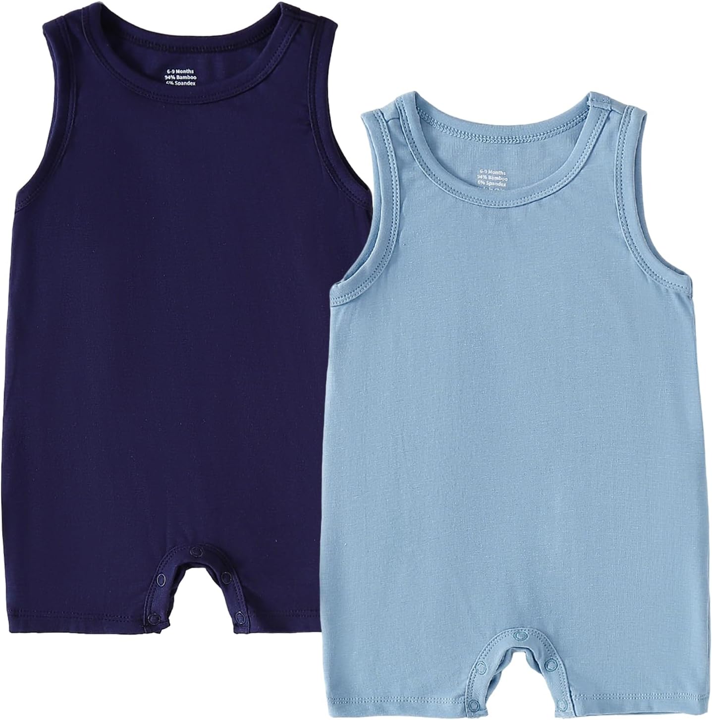 DEFAHN Viscose made from Bamboo Baby Boy Sleeveless Romper 2 Pack Infant Solid Tank Bodysuit Jumpsuit One-Piece Summer Romper