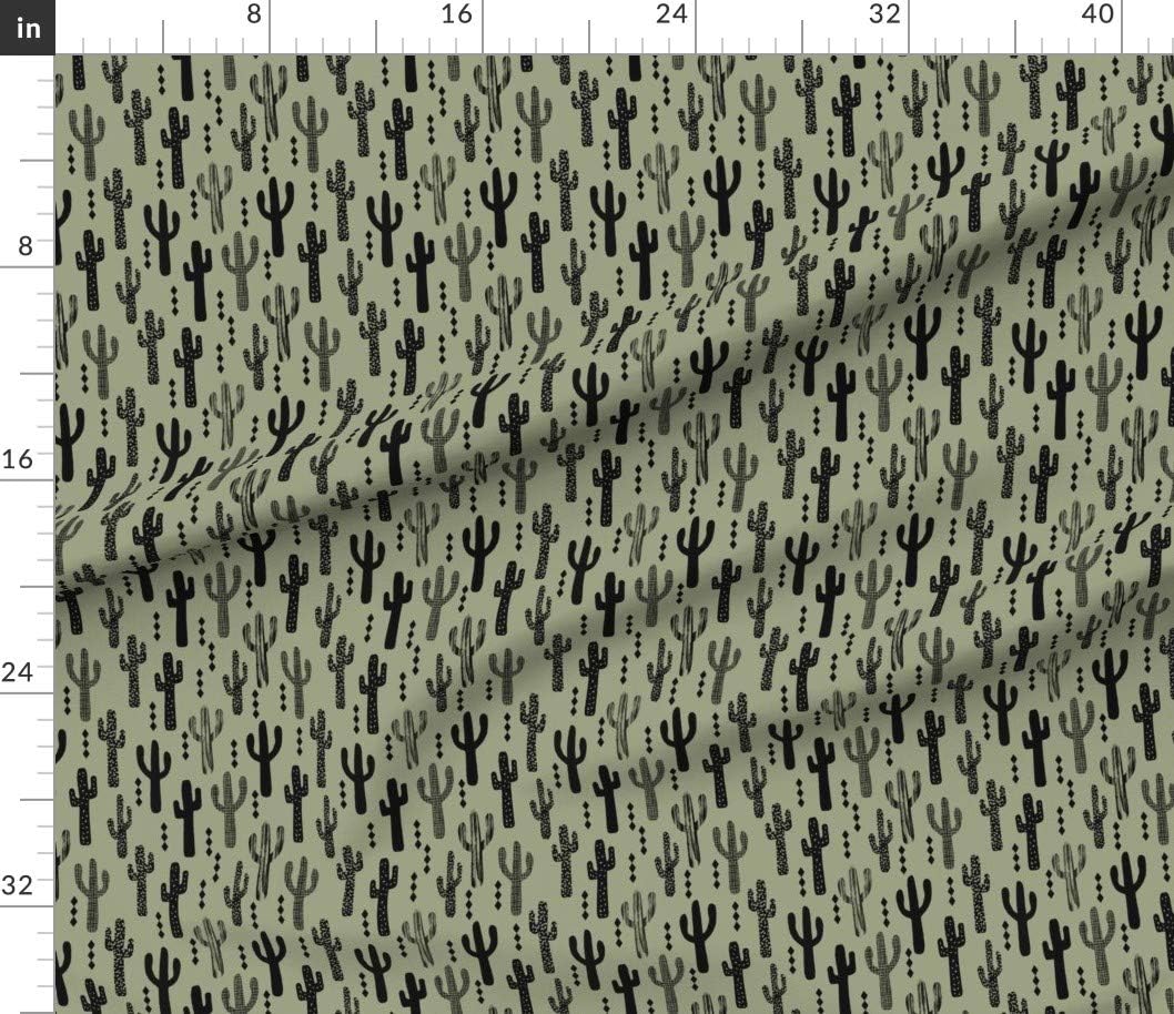 Spoonflower Fabric - Cactus Dark Green Nursery Boy Kids Outdoors Southwest Printed on Cotton Poplin Fabric by The Yard - Sewing Shirting Quilting Dresses Apparel Crafts