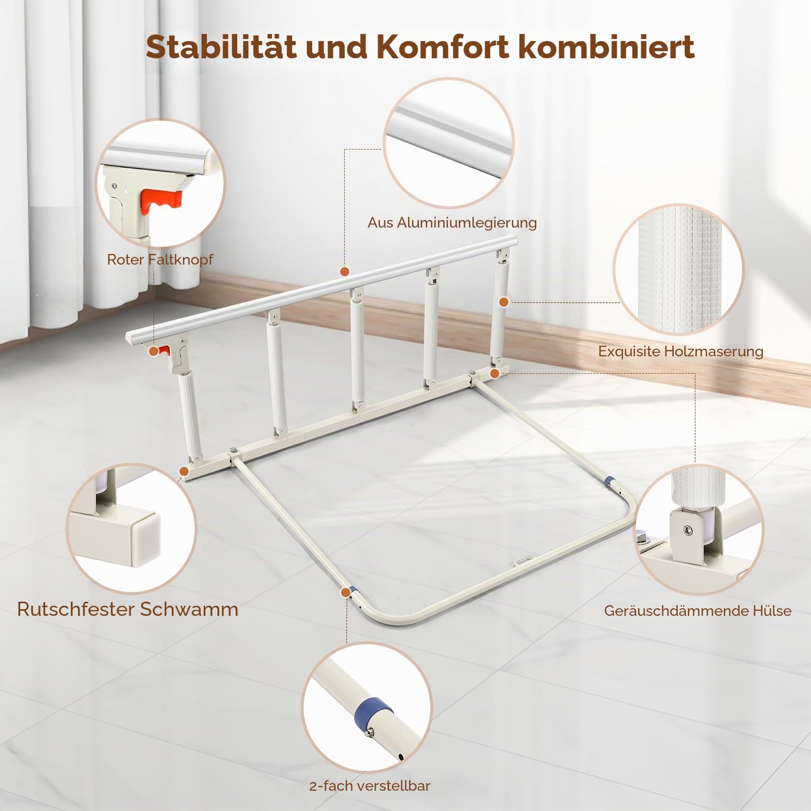 Bettgitter, faltbar, Sicherheitsgitter für ältere Menschen, Sicherheitsbettschiene, Sturzschutz, für ältere Menschen mit Behinderungen (118 x 45 cm)