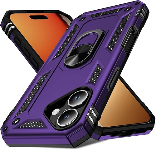 Vista 35 de Korecase Compatible con iPhone 11 Funda Resistente de 2 Capas Cuerpo Completo a Prueba de Golpes con Soporte de Anillo de Metal Rojo