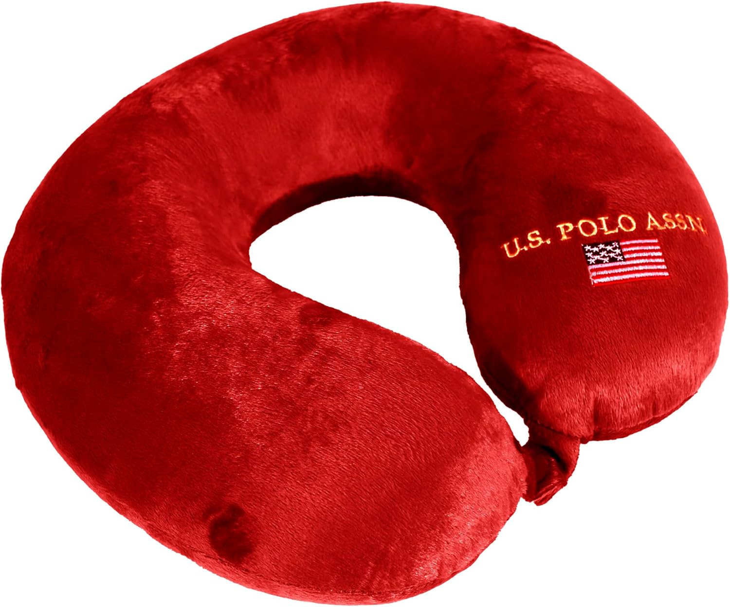 U.S. Polo Assn. Plush Memory Foam Travel Neck Pillow, Red