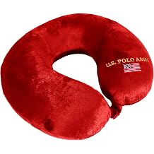 U.S. POLO ASSN. Plush Memory Foam Travel Neck Pillow, Red