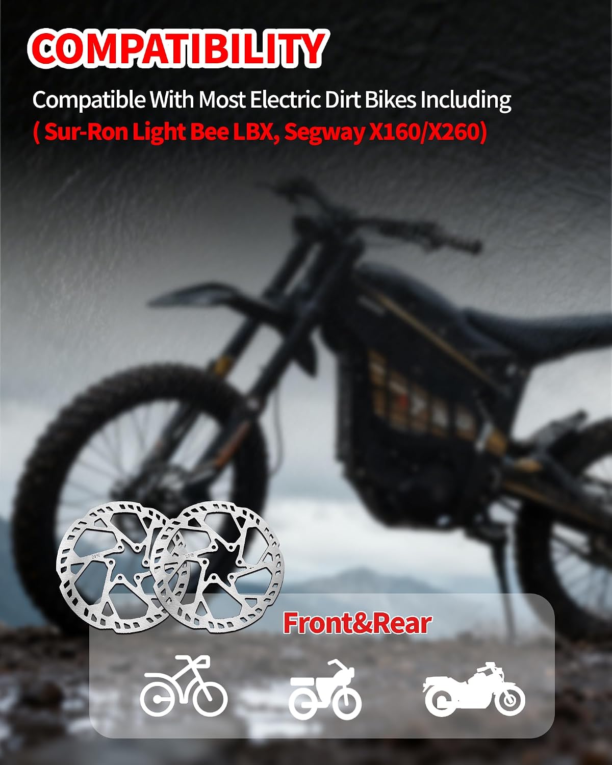203MM Front and Rear Brake Rotors Disc Compatible with Sur-Ron Light Bee LBX, Segway X160/X260, Stainless Steel Brake Rotors for Motorcycle/Dirt Bike